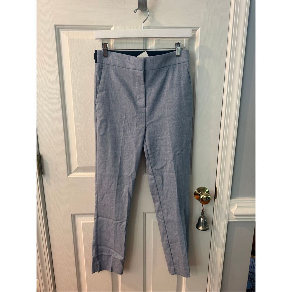 Zara Blue & White Elastic Back Ankle Pull On Pants sz M NWT